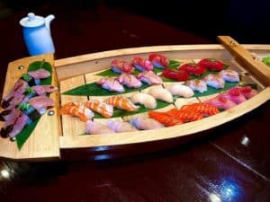Sushi boat from Pisces Sushi in Charlotte